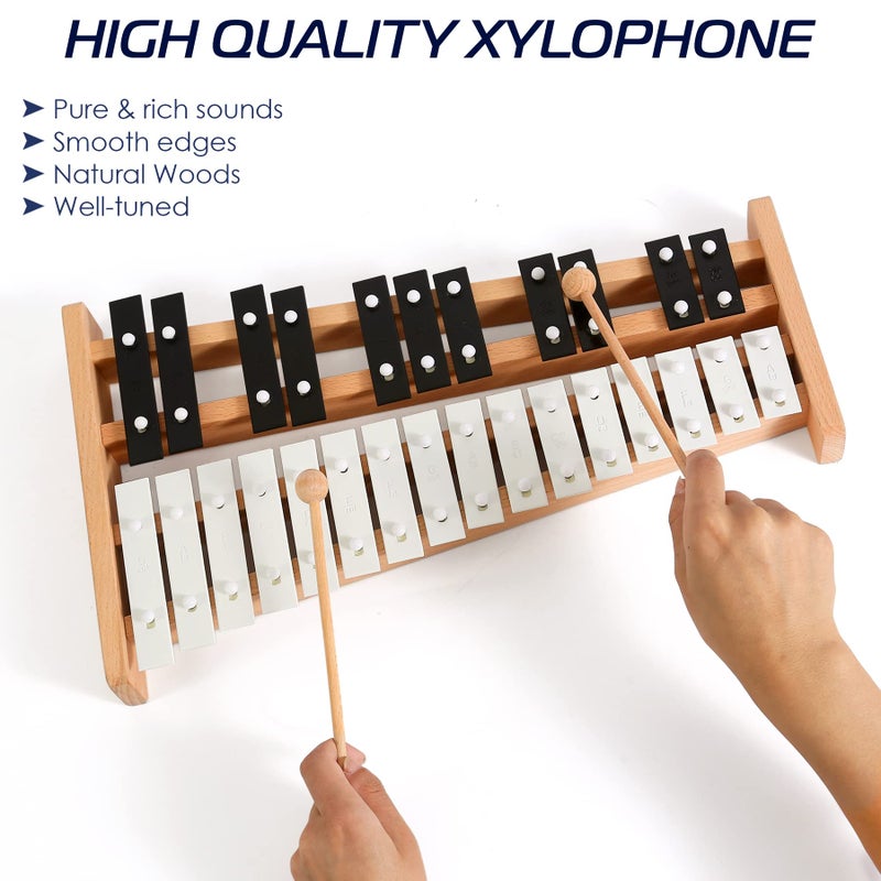 MINIARTIS Glockenspiel Xylophone | Full Size Glockenspiel Xylophone 27 Note Metal Keys for Adults & Kids | Percussion Instrument Includes 2 Wooden Beaters and Carry Case - Image 5