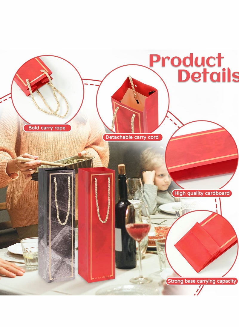 KASTWAVE 12Pcs   Bottle Gift Bags with Handles, Reusable Paper   Gift Bags Bulk for Birthday Wedding Holiday Housewarming - 3.54 x 3.15 x 13.78 Inch - Image 3