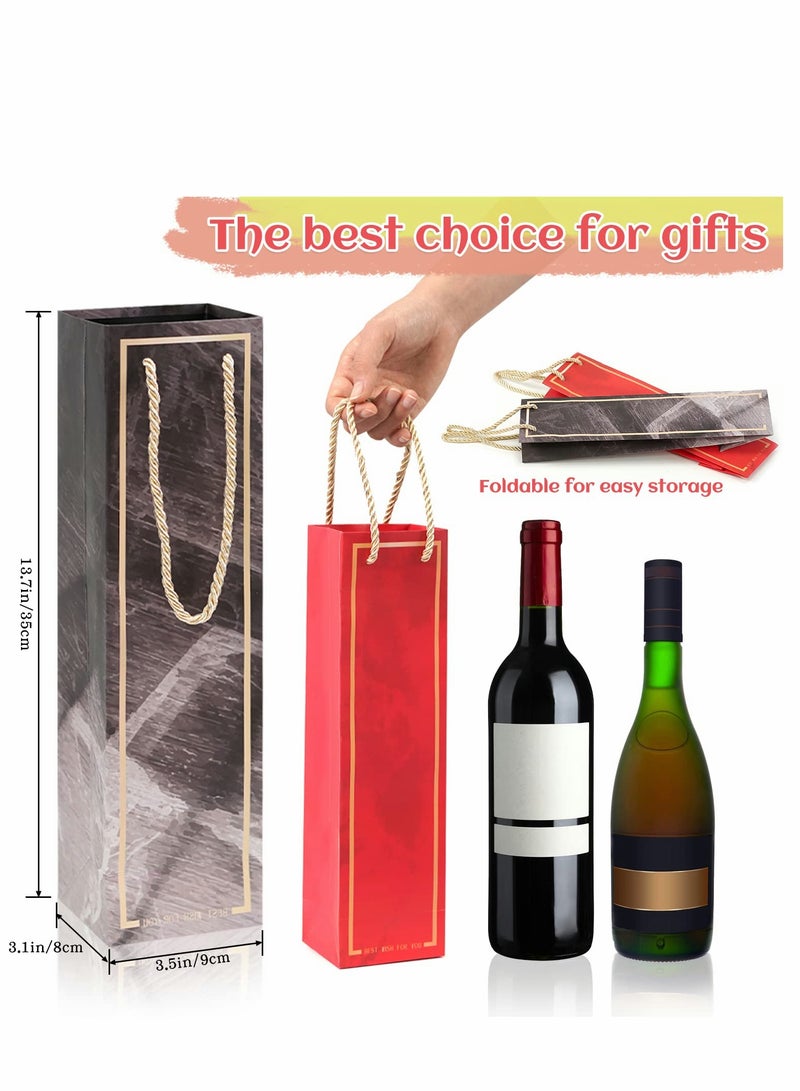 KASTWAVE 12Pcs   Bottle Gift Bags with Handles, Reusable Paper   Gift Bags Bulk for Birthday Wedding Holiday Housewarming - 3.54 x 3.15 x 13.78 Inch - Image 2