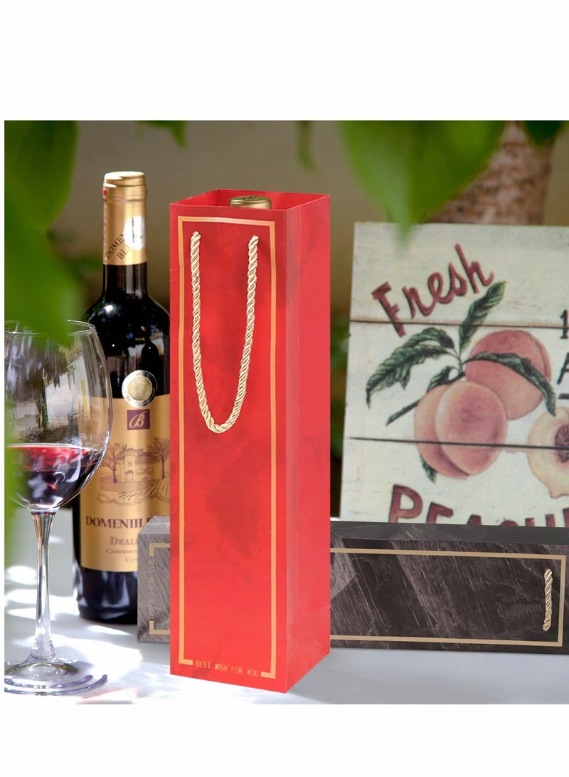 KASTWAVE 12Pcs   Bottle Gift Bags with Handles, Reusable Paper   Gift Bags Bulk for Birthday Wedding Holiday Housewarming - 3.54 x 3.15 x 13.78 Inch - Image 5