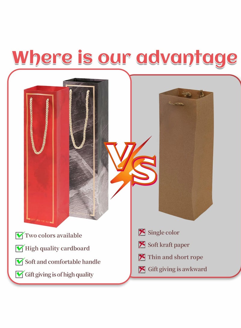 KASTWAVE 12Pcs   Bottle Gift Bags with Handles, Reusable Paper   Gift Bags Bulk for Birthday Wedding Holiday Housewarming - 3.54 x 3.15 x 13.78 Inch - Image 4