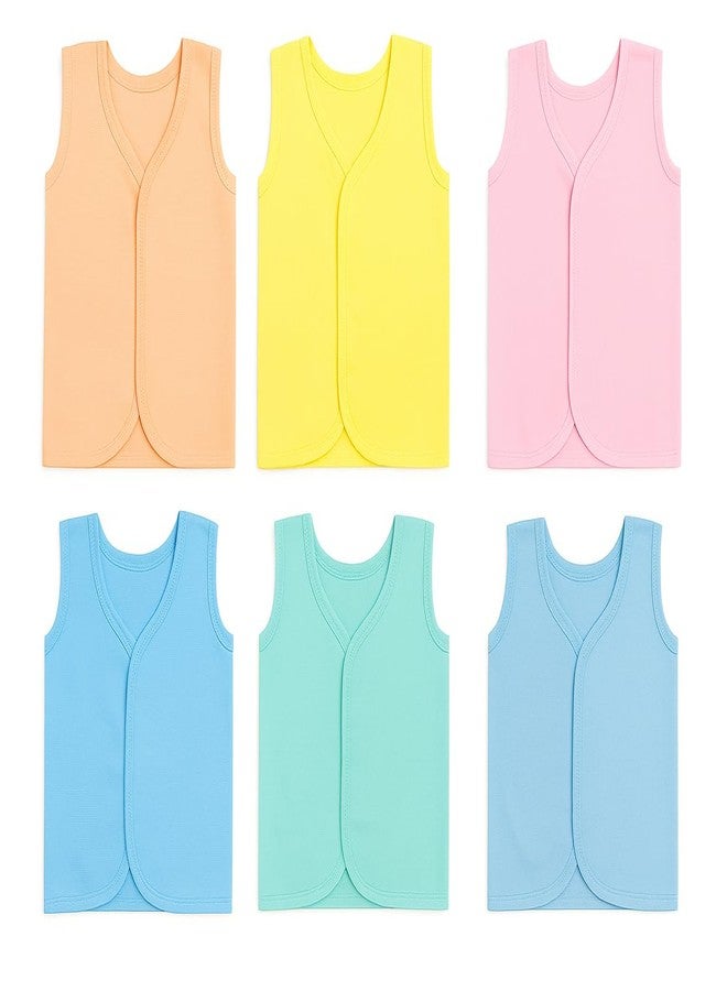 Velbk Newborn Baby Cotton Velcro Jhabla 0-3 Months | Soft Infant Front Open Jhabla for Just Born Baby | Easy Wear Muslin Jablas | Multicolor Assorted Pack of 6 - Image 1