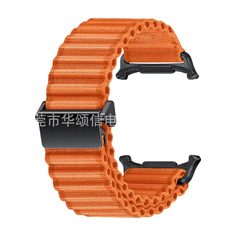 LL Orange Nylon Loop Strap Smartwatch Band Compatible with Samsung Galaxy Watch Ultra with Adjustable Fit Replacement Strap for Daily Wear - Image 1