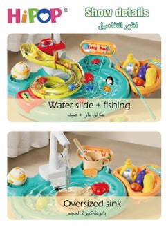 HIPOP Kitchen Playset Toys with Water Slide and Recycled Water,Kitchen Pretend Play Toys for Boy and Girls  - Image 3