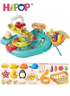 HIPOP Kitchen Playset Toys with Water Slide and Recycled Water,Kitchen Pretend Play Toys for Boy and Girls  - Image 1