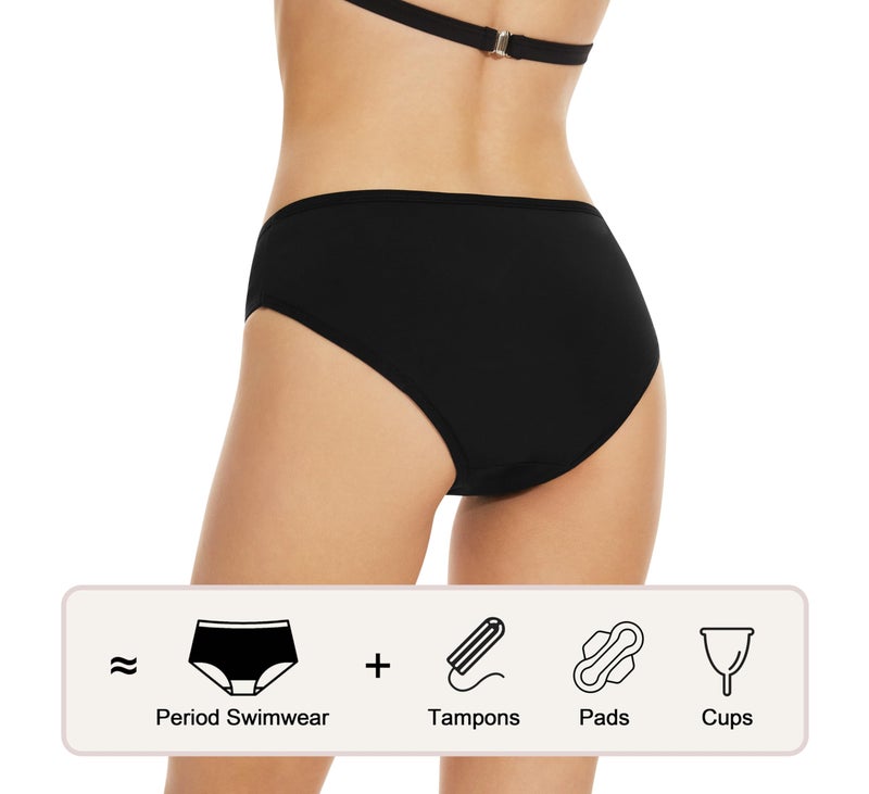 Leovqn Period Swimwear Leakproof Swim Bottoms UPF 50+ Waterproof Menstrual Bathing Suit Bikini Bottom for Teens Women New Black - Image 4