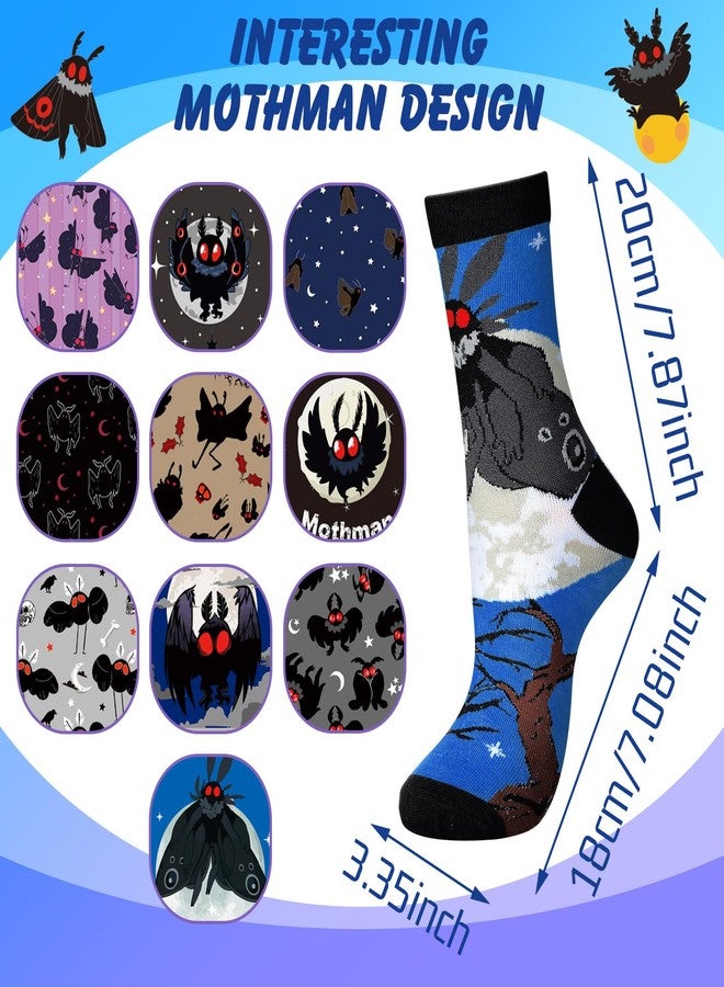 Liitrsh 10 Pairs Mothman Socks Crew Funny Novelty Cotton Socks for Men Women Adult Cryptid Christmas Mothman Gift for Family Friends Christmas Stuff Gifts - Image 3