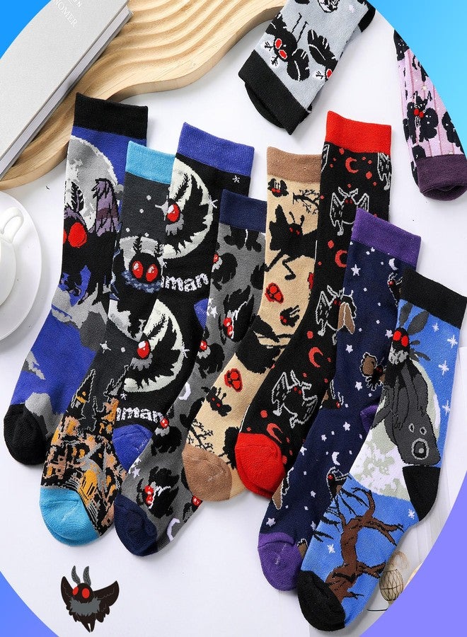 Liitrsh 10 Pairs Mothman Socks Crew Funny Novelty Cotton Socks for Men Women Adult Cryptid Christmas Mothman Gift for Family Friends Christmas Stuff Gifts - Image 4