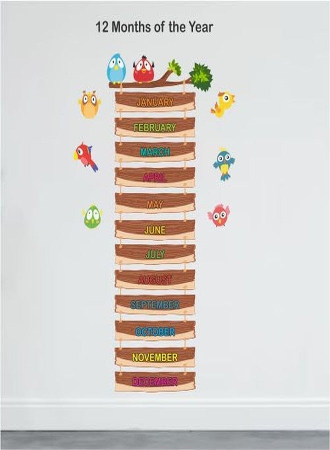 عصا لي ملصق حائط StickMe لأشهر السنة الـ 12 - ملصقات فينيل ذاتية اللصق قابلة للتقشير واللصق لغرفة الأطفال، التعليم، الحضانة، رياض الأطفال، ديكور الحائط -SM704 (متعدد الألوان - 80 سم × 120 سم) - Image 3