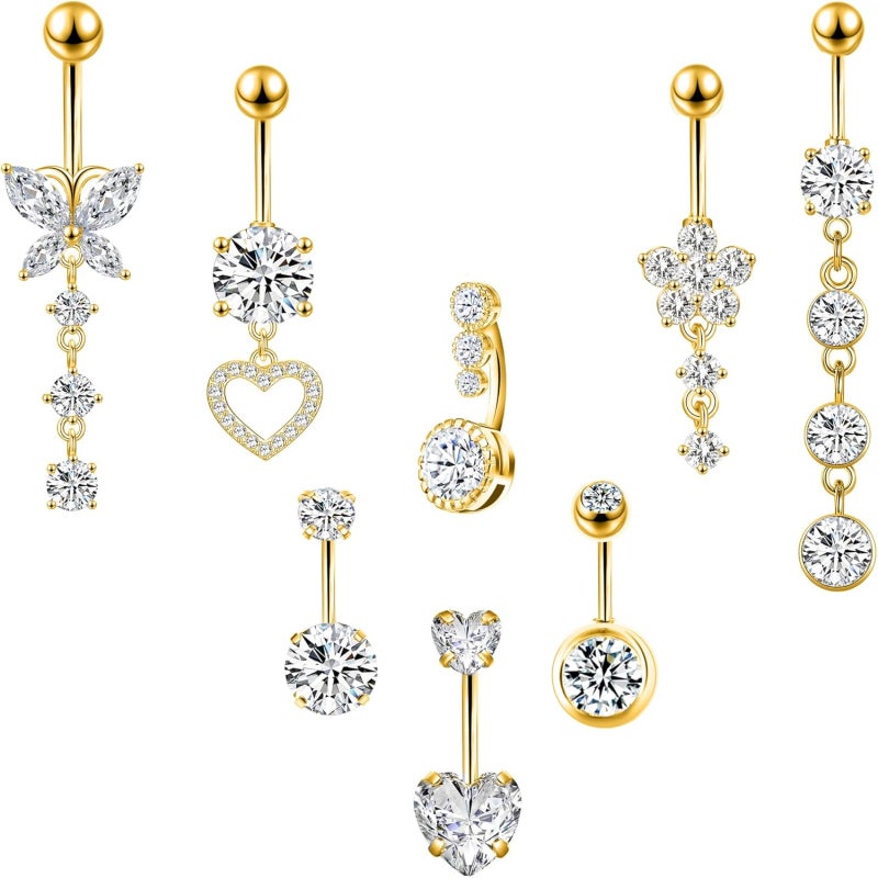 Stainless Steel Gold Navel Nail Set 8-piece Set - Image 2