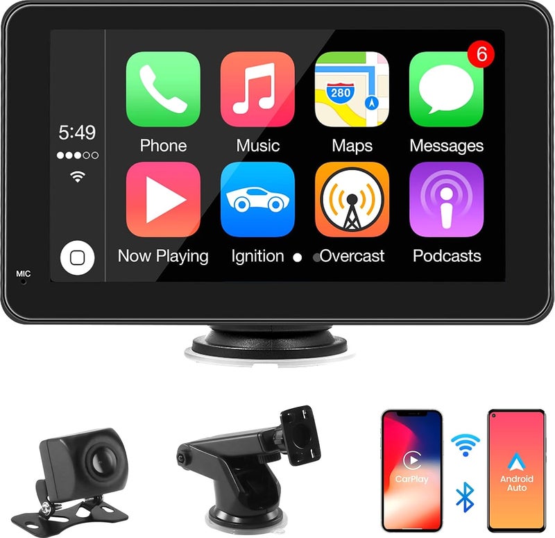 CUQI 7 Inch Portable Touch Screen Car Stereo with Wireless Carplay & Android Auto - Image 1