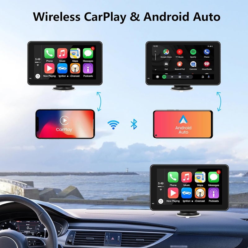 CUQI 7 Inch Portable Touch Screen Car Stereo with Wireless Carplay & Android Auto - Image 2