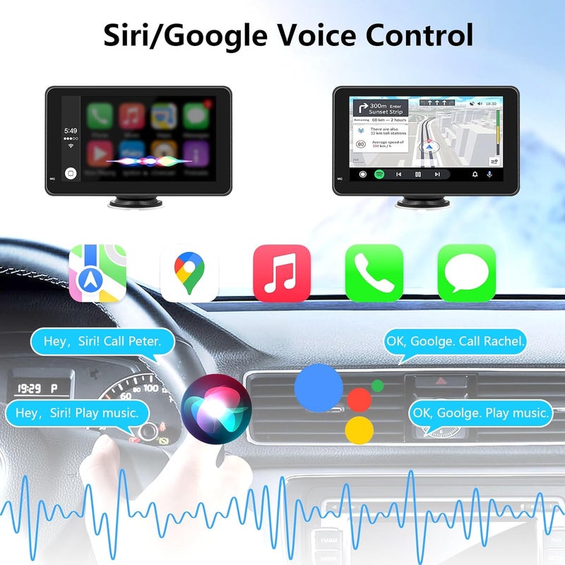 CUQI 7 Inch Portable Touch Screen Car Stereo with Wireless Carplay & Android Auto - Image 3