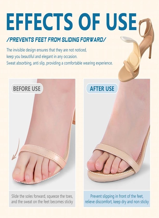XINIFOOT 4 أزواج من نعال XINIFOOT النسائية ذات الكعب العالي، نعال رفيعة بطول 3/4 للأحذية ذات الكعب العالي، والأحذية ذات الكعب العالي، والأحذية المفتوحة من الأمام، والأحذية المسطحة، والصنادل، وسادة للكعب ومقدمة القدم، امتصاص الصدمات (أسود + بيج) - Image 4