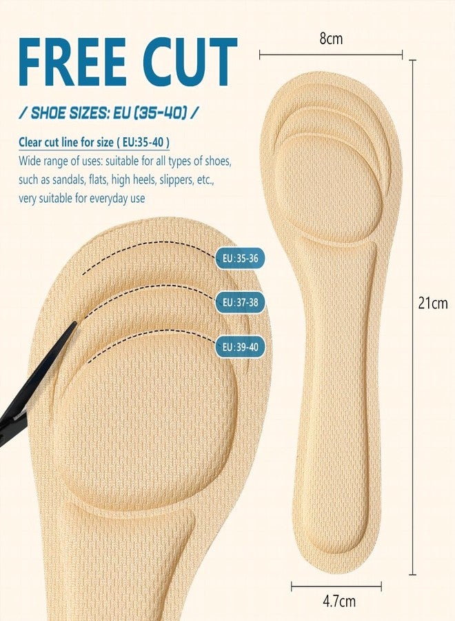XINIFOOT 4 أزواج من نعال XINIFOOT النسائية ذات الكعب العالي، نعال رفيعة بطول 3/4 للأحذية ذات الكعب العالي، والأحذية ذات الكعب العالي، والأحذية المفتوحة من الأمام، والأحذية المسطحة، والصنادل، وسادة للكعب ومقدمة القدم، امتصاص الصدمات (أسود + بيج) - Image 5