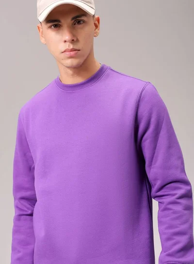 The Indian Garage Co Men Regular Fit Solid Crew Neck Overhead Sweatshirt