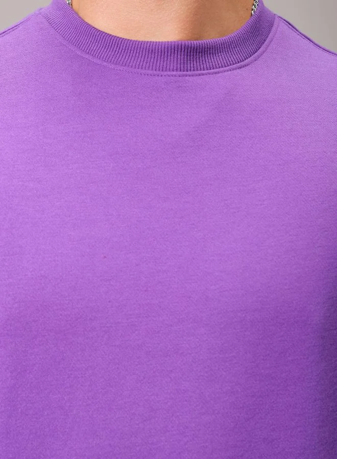 The Indian Garage Co Men Regular Fit Solid Crew Neck Overhead Sweatshirt