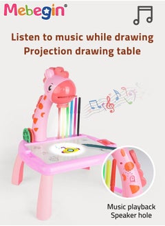 MEBEGIN Kids Projection Drawing Table with Music, Erasable Graffiti Board, Writing and Painting Set with 12 Colored Pens and 24 Projection Patterns, Drawing Supplies, Early Educational Drawing Toys, 3 AA Batteries Required(Not Included)  - Image 2
