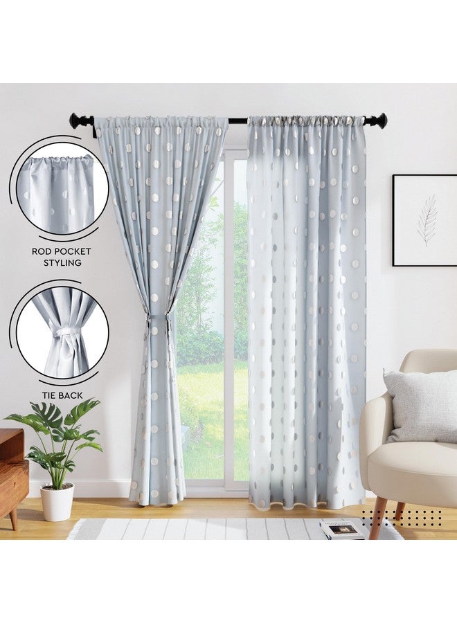 Encasa XO Encasa XO Window Curtain 7 ft Set of 2, Polyester Printed with Rod Pocket, Tie Back, Light-Filtering, Semi Sheer/Transparent Curtains- Kitchen, Bedroom, Living Room (140x213 cm), Dollar Grey - Image 3