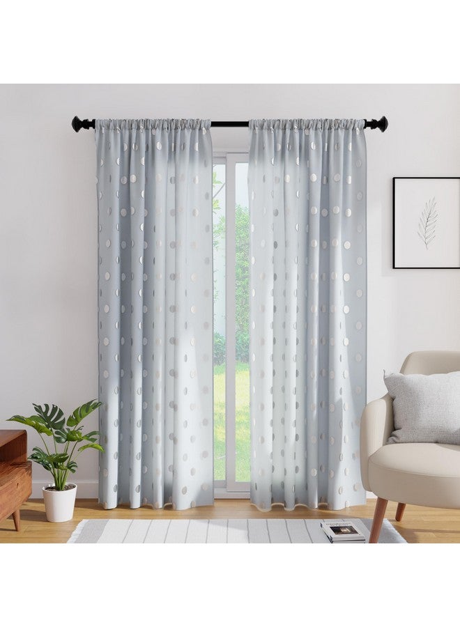 Encasa XO Encasa XO Window Curtain 7 ft Set of 2, Polyester Printed with Rod Pocket, Tie Back, Light-Filtering, Semi Sheer/Transparent Curtains- Kitchen, Bedroom, Living Room (140x213 cm), Dollar Grey - Image 2