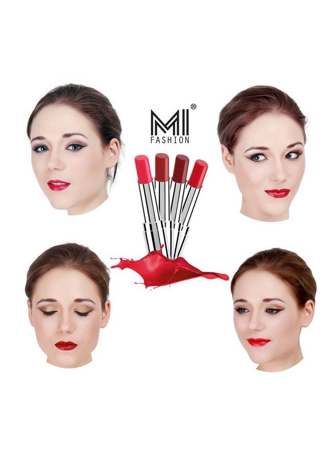 MI FASHION 4 Soft Creamy Matte Poutperfect Lipstick (Magenta Brown Sugar Maroon Rebel Romantic Red) - Image 4