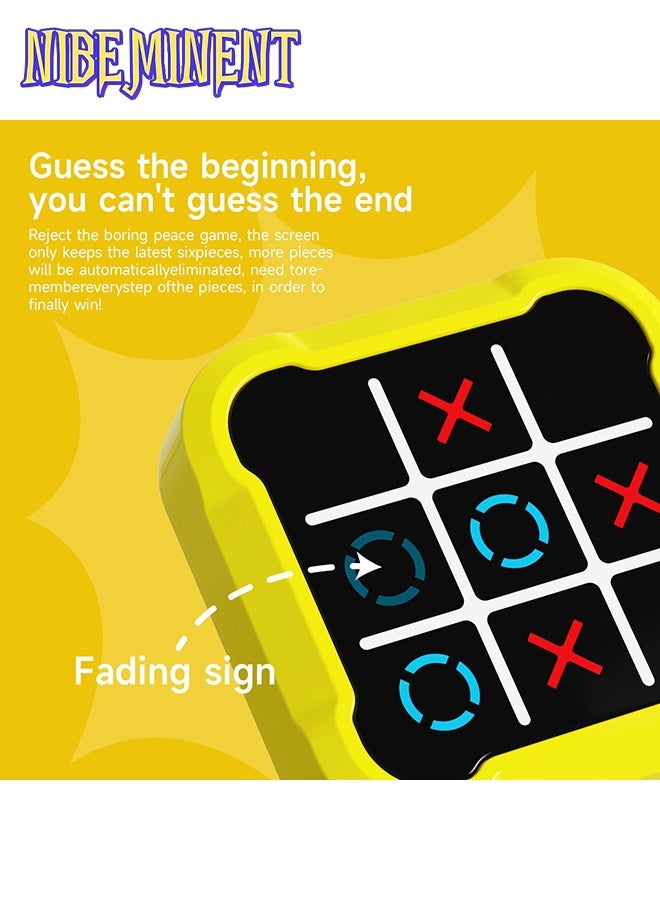 NIBEMINENT Tic Tac Toe Game, 4 in 1 Handheld Educational Game Machine, Electronic Tic Tac Toe Game for Education and Memory Growth, Home, Toy Board Game for Kids and Adults (Yellow)  - Image 2