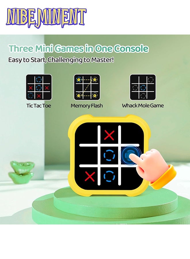 NIBEMINENT Tic Tac Toe Game, 4 in 1 Handheld Educational Game Machine, Electronic Tic Tac Toe Game for Education and Memory Growth, Home, Toy Board Game for Kids and Adults (Yellow)  - Image 3