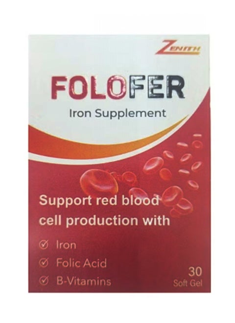 Zenith Folofer Iron Supplement 30 Softgels