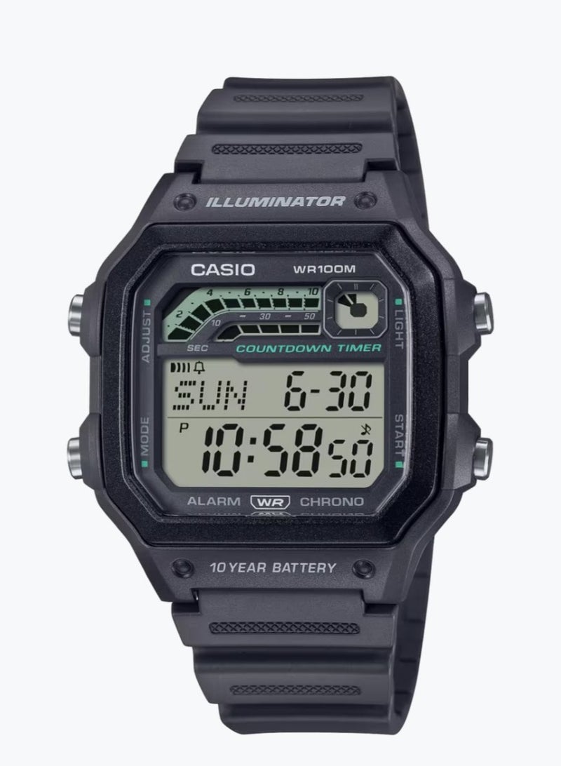 CASIO ساعة يد رقمية بسوار من الراتينج من Standard Illuminator للرجال WS-1600H-8AVDF - Image 1
