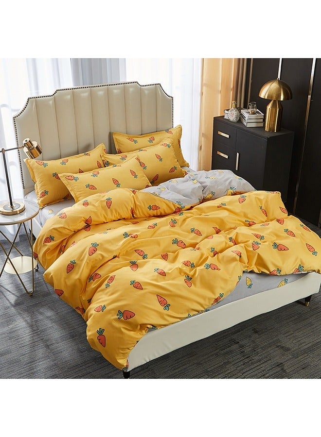 6-Piece Printed Duvet Cover Set Full Size, Soft Printed Microfiber Comforter Cover with Pillow Sham Zipper Closure Carrot Pattern - Image 1