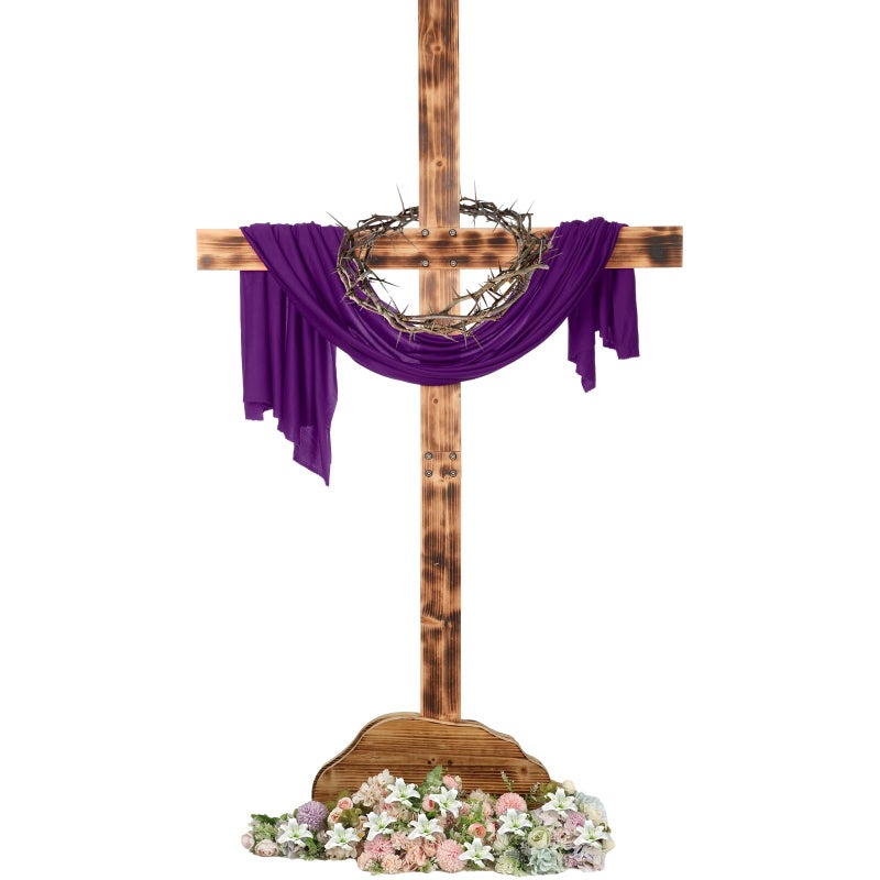 Lineshading 71 Inch Extra Large Easter Wood Cross Decoration Standing Cross Jesus Christ Catholic Crafted He Is Risen Outdoor Decor for Party Wedding Christmas Communion Church - Image 1