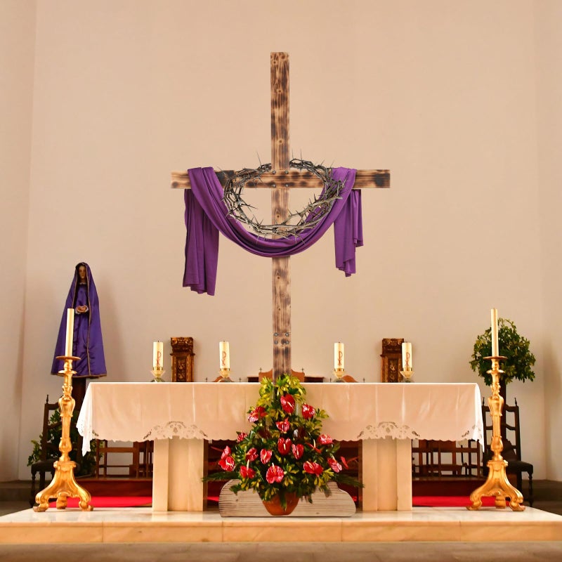 Lineshading 71 Inch Extra Large Easter Wood Cross Decoration Standing Cross Jesus Christ Catholic Crafted He Is Risen Outdoor Decor for Party Wedding Christmas Communion Church - Image 5