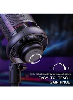 EzzySo Gaming Microphone For PC Computer Gaming USB Mic For Mac PS4 PS5 Condenser Mic With Quick Mute RGB Control For Recording Streaming Podcasting Twitch Snapchat Podcasts Videos  - Image 5