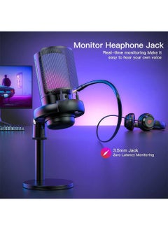 EzzySo Gaming Microphone For PC Computer Gaming USB Mic For Mac PS4 PS5 Condenser Mic With Quick Mute RGB Control For Recording Streaming Podcasting Twitch Snapchat Podcasts Videos  - Image 4