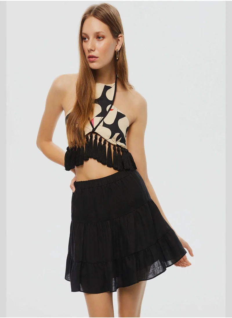 Nocturne Ruffle Detail High Waist Skirt