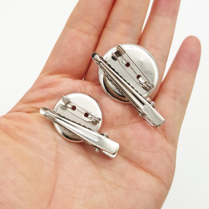50 Pcs Metal Circular Discs Brooch Pins Hair Clips Backings Jewelry Making Accessories - Image 5