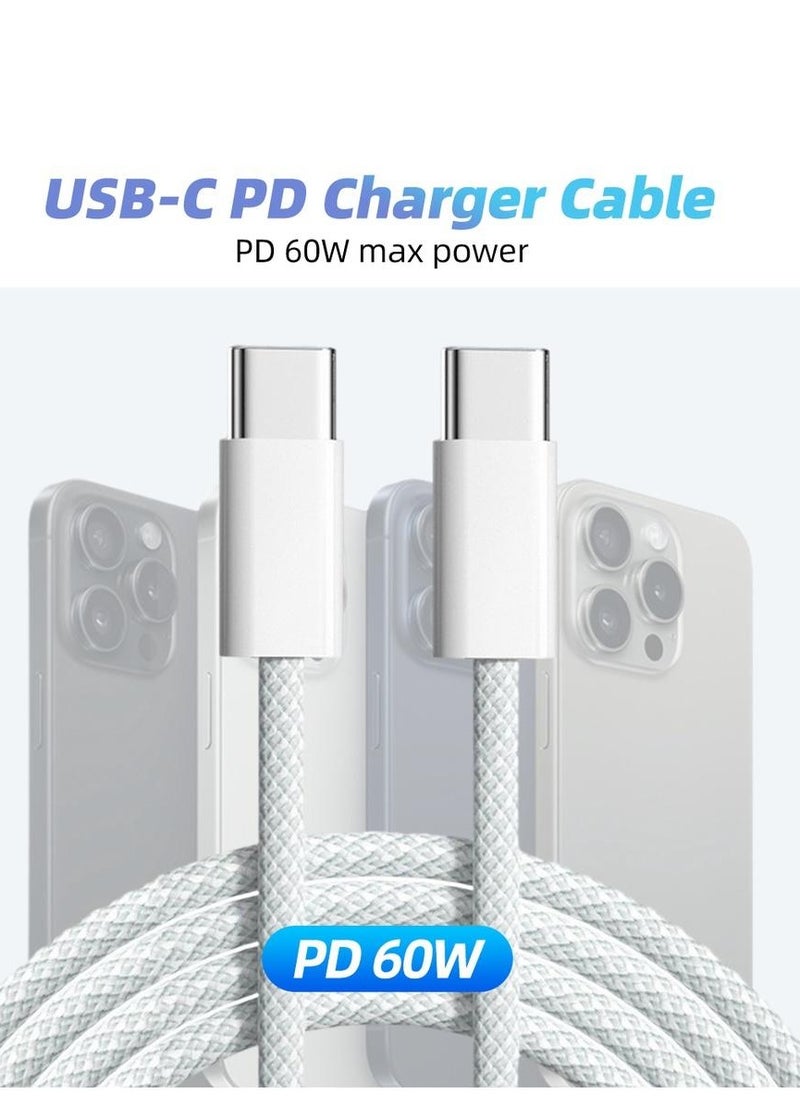 نيورك كابل USB C 1 متر مضفر 60 وات توصيل الطاقة PD كابل شحن سريع USB C إلى USB C لهاتف iPhone 16 15 Pro Max iPad mini 6 MacBook Pro Air M3 M2 M1 iPad Pro Samsung S24 S23 Ultra Laptop Lenovo Dell Xiaomi أسود  - Image 3