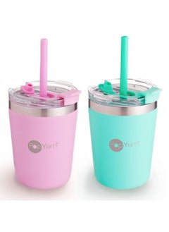 Insulated Stainless Steel Kids Cups with Lid and Straw, Stackable, Sippy, 2-Pack, Green, Pink - pzsku/Z72FEA13A9AAC7A355C21Z/45/_/1691615701/62d67504-4efb-4487-b077-eafacbe82990