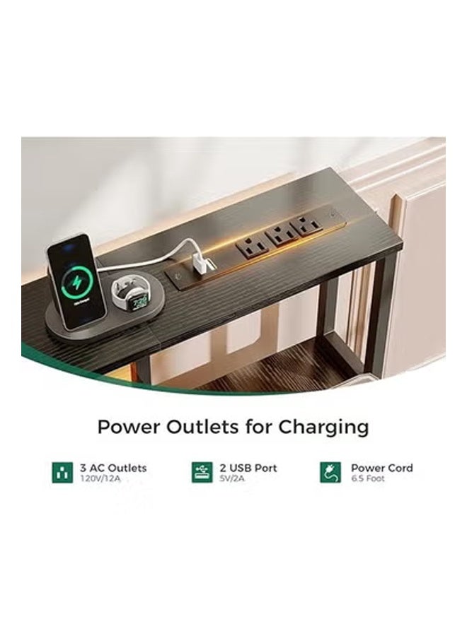 كيكي مكتب كمبيوتر مع رف طابعة ومخرج طاقة - مكتب مع أضواء شريطية LED وطاولة محطة عمل للمكتب المنزلي - Image 4