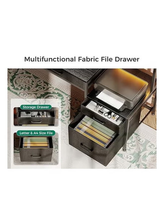 كيكي مكتب كمبيوتر مع رف طابعة ومخرج طاقة - مكتب مع أضواء شريطية LED وطاولة محطة عمل للمكتب المنزلي - Image 5