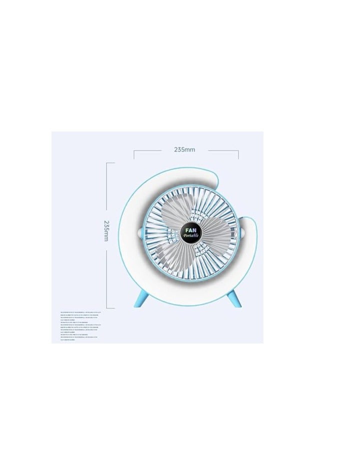 Portable Silent USB Rechargeable Desk Fan with Night Light & 3 Speeds - Image 3