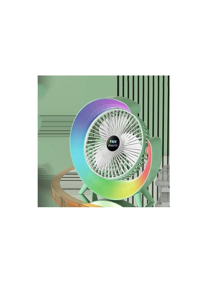 Portable Silent USB Rechargeable Desk Fan with Night Light & 3 Speeds - Image 1