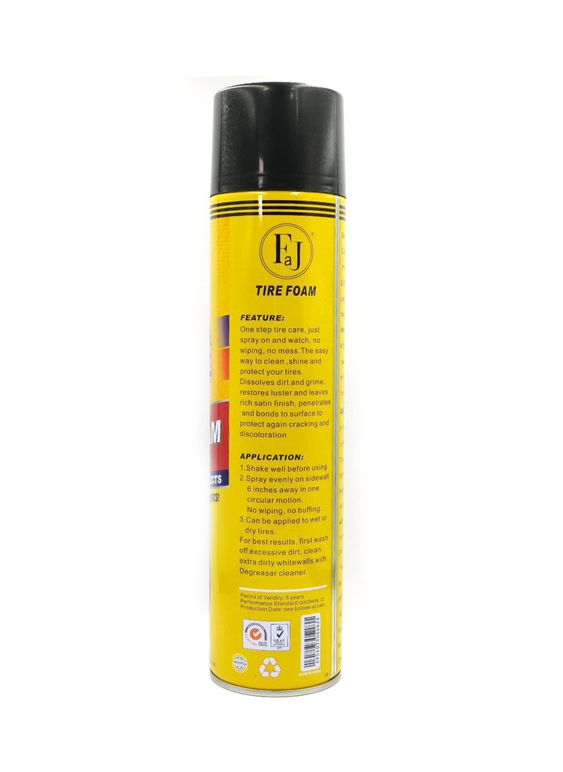 FAJ - FAJ Ultra Shine Tire Foam, One-Step Spray Cleaner – Cleans, Shines & Protects, No Wiping Needed, Fast Drying, Intense Cleaning Foam, Restores Deep Black Look, 650ml - Image 1