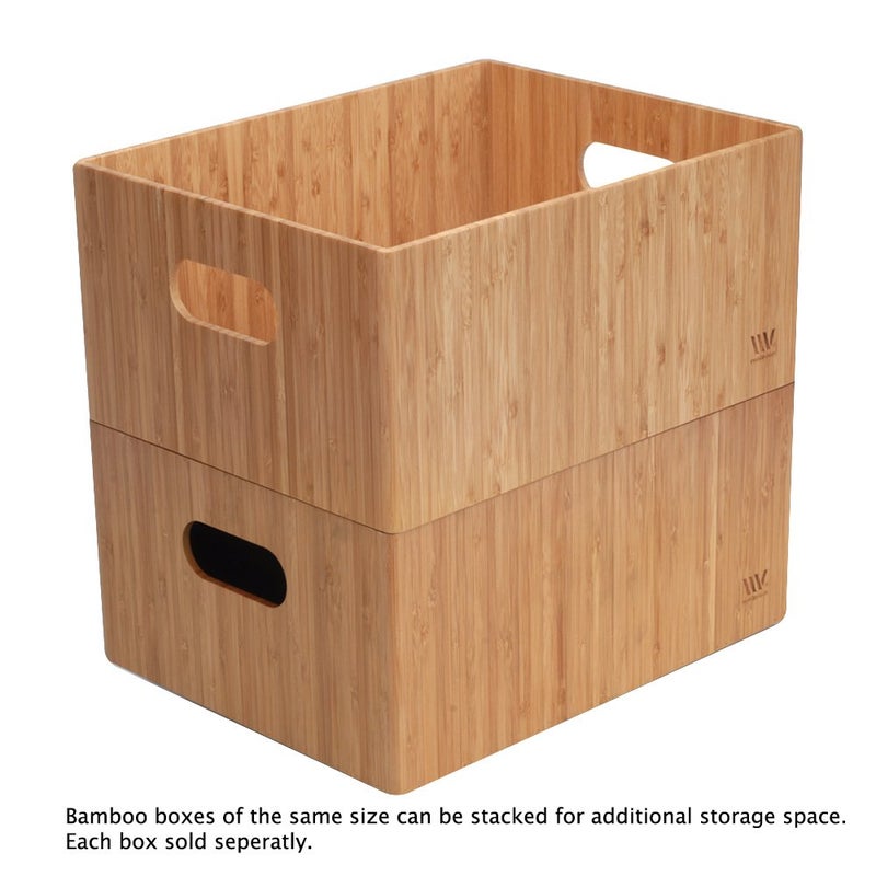 MobileVision Bamboo Storage Box, 14”x11”x 6.5”, Durable Bin w/ Handles, Stackable - For Toys Bedding Clothes Baby Essentials Arts  Crafts Closet  Office Shelf - Image 5
