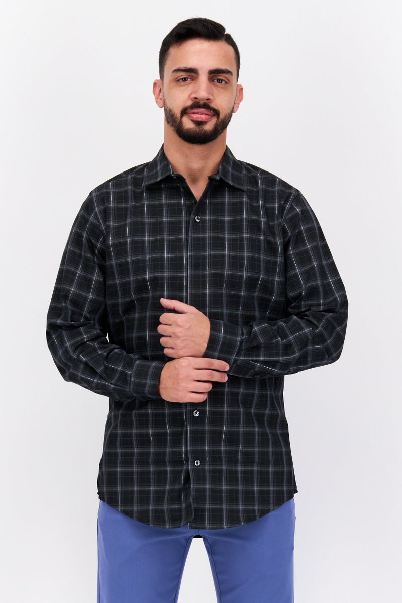 Van Heusen Men Regular Fit Long Sleeve Plaid Dress Shirt, Multicolor - Image 1