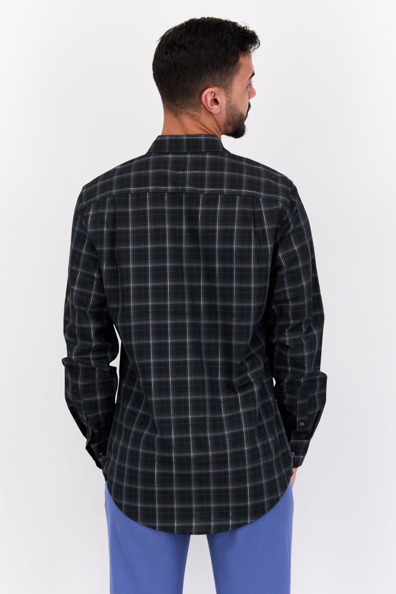 Van Heusen Men Regular Fit Long Sleeve Plaid Dress Shirt, Multicolor - Image 3