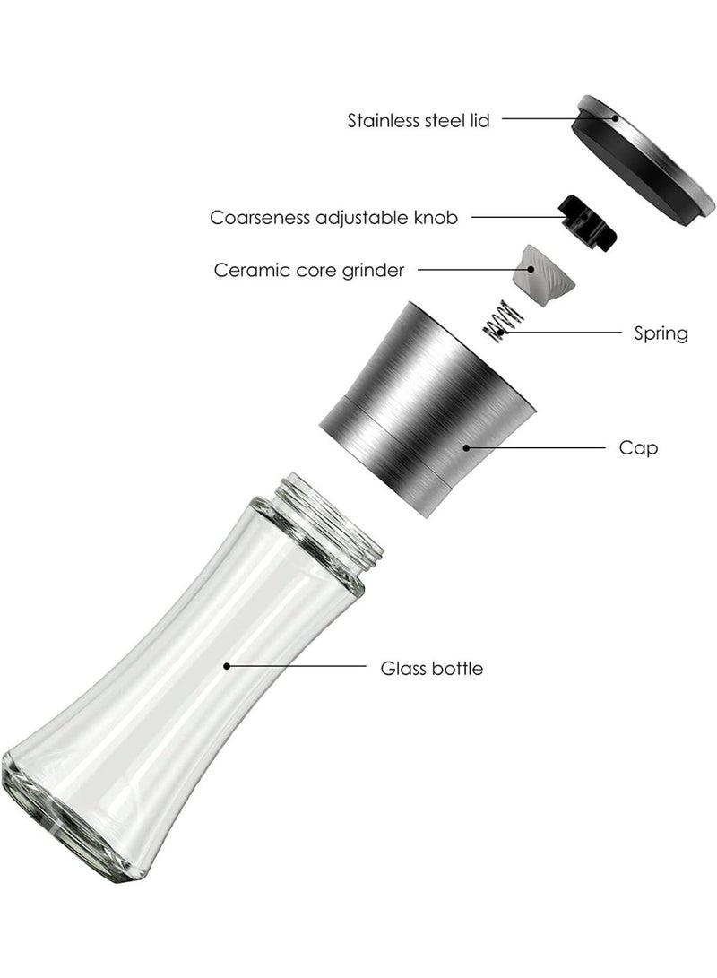 Bukela Premium Stainless Steel Salt And Pepper Grinder Set Of 2 Fillable Stainless Steel Shaker Cup With Adjustable Coarse Grinder Pepper Grinder Tall Glass Salt and Pepper Shakers - Image 4