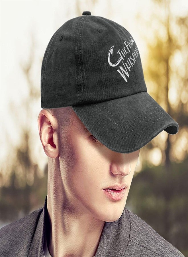 Paunook The Fish Whisperer Hat for Mens Classic Embroidery Washed Distressed Baseball - Image 4