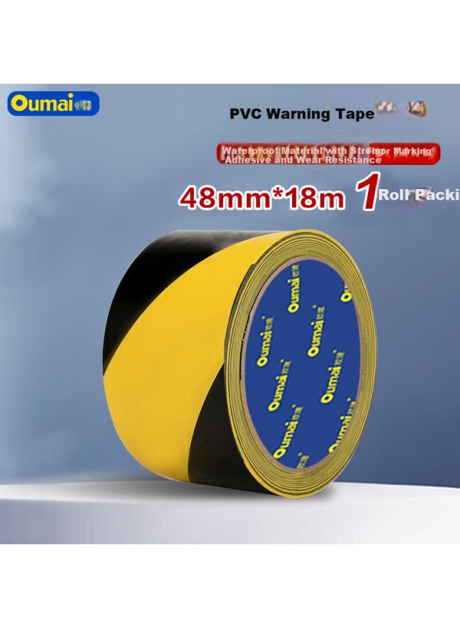 Oumai Black And Yellow Warning Tape Pvc Zebra Line Isolation Warning Sticker For Warehouse Workshop Floor 5S Positioning Marking Tape Black And Yellow 48Mm*18M 1 Roll - Image 2