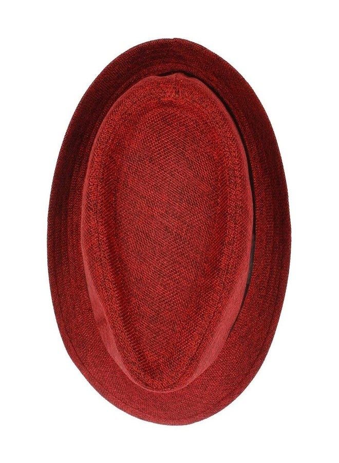 PrimeBox Men Fedora Hat Trilby Hat Straw Sun Panama Western Style Outdoor Sun Protect for Men and Women Headwear (Skin and Red) - Image 5